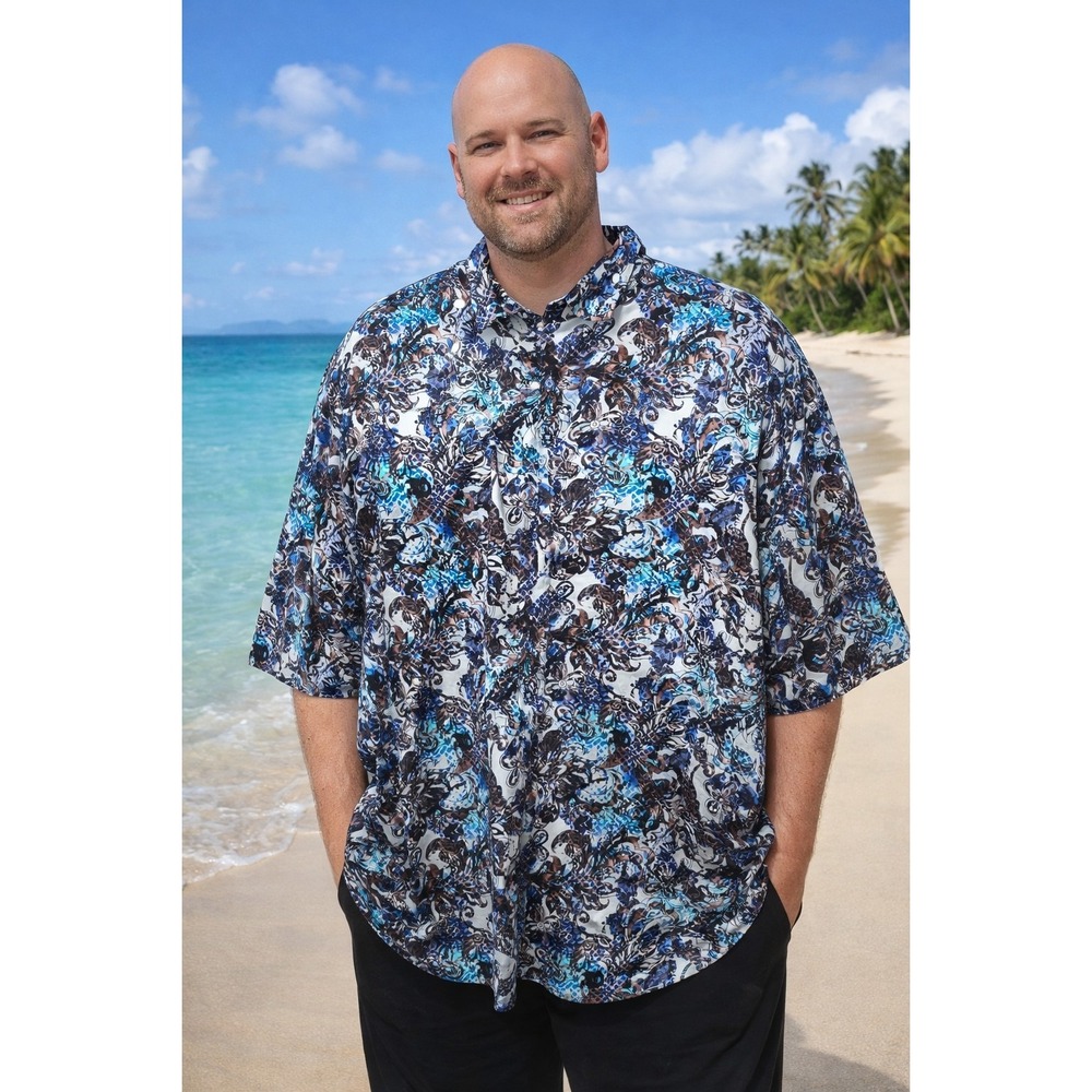 ROBERT GRAHAM Men's‎ 2XLT Short Sleeve Button Up Floral Stretch Shirt -3077